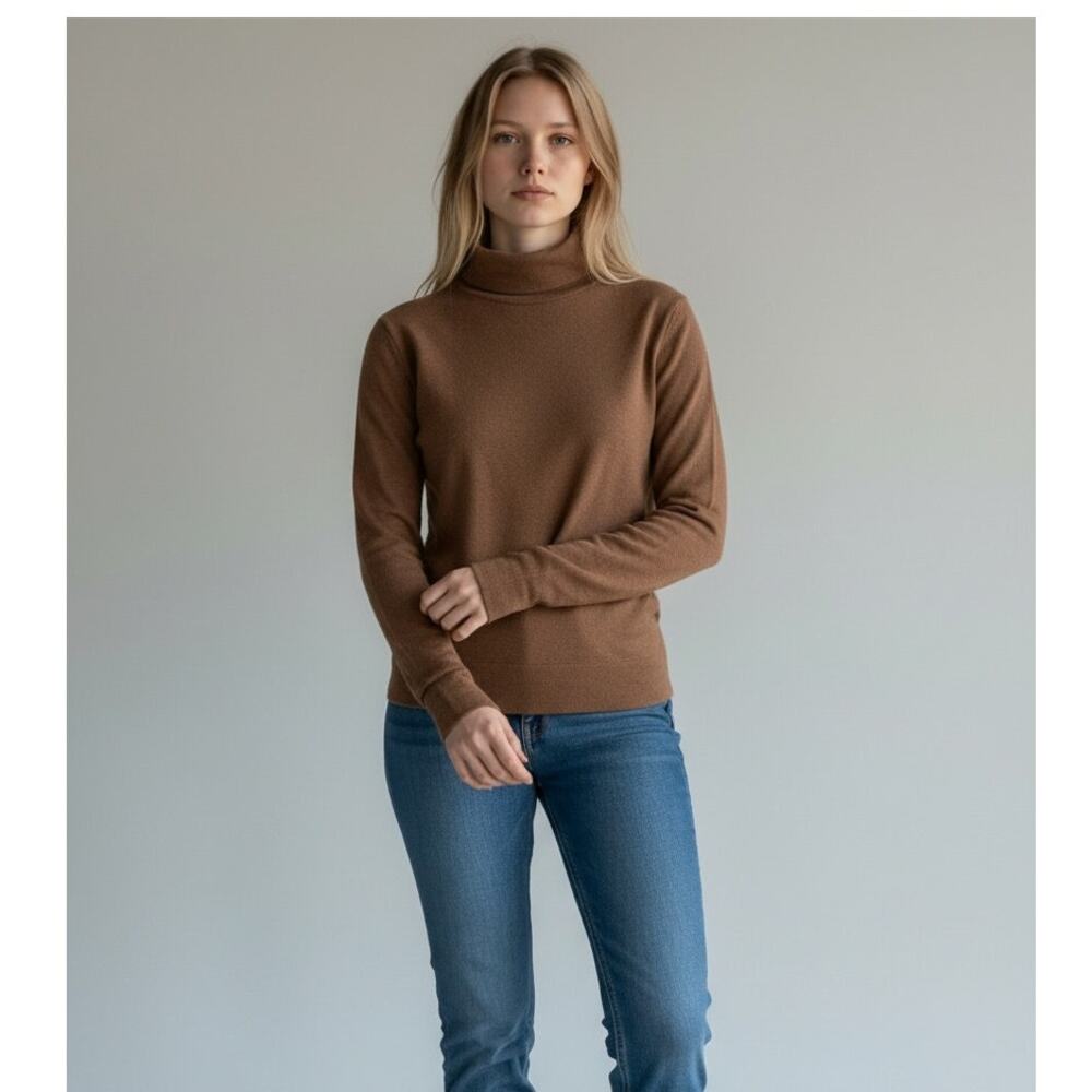 OGL Top Size L NEW MaxWarm Turtleneck Long Sleeve Brami Cork Brown Tan - Picture 1 of 12